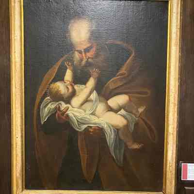 17thc Italian Painting of Simeon with Baby Jesus