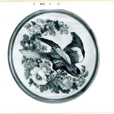 Circular Needlepoint with Flowers & Bird
