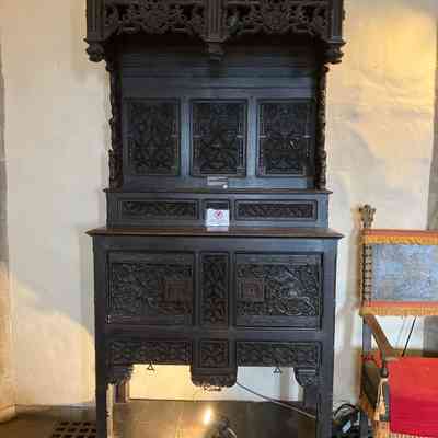 15th c. German Sideboard (Credenza) with Carved Hunting Scenes