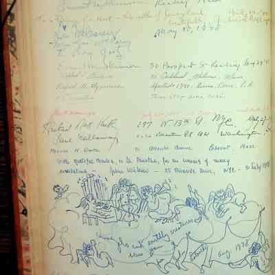 Guestbk1 p34 1948-04-10 (Skinner, Latouche sketch)