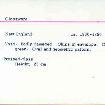 Green Glass Vase with Geometric Pattern
