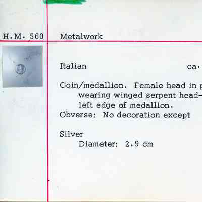Italian Silver Medallion