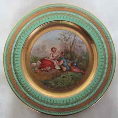 Austrian Plate with Hand Painted Scene - Confession of Love