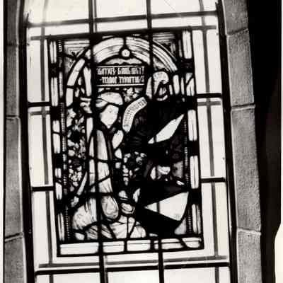 15thc German Stained Glass Window of Kneeling Female