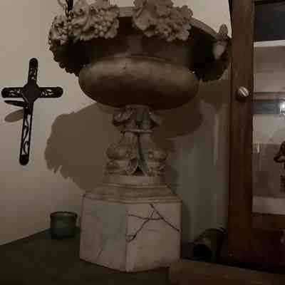 Marble Basin with Dolphins Pedestal