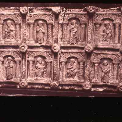 12th c. Carved Stone Altar Front with 12 Apostles