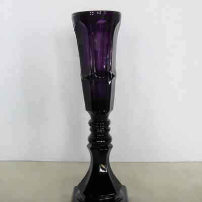 Amethyst Glass Vase with Square Base