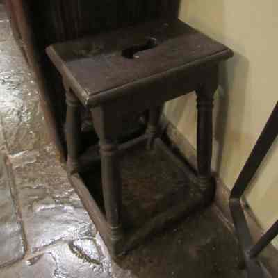 15th c. French Wooden Stool with "S" Handgrip