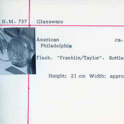 Green Pressed Glass Flask with Franklin & Taylor