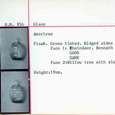 Green Glass Flask with Deer & Willow Tree
