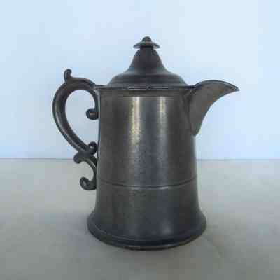 Pewter Flagon - Pitcher with Heart Shaped Lid, 18th c
