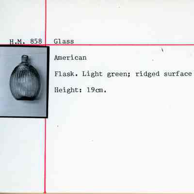 Green Glass Flask with Ridges