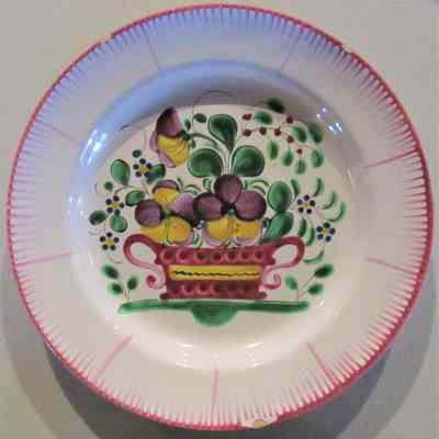 French Luncheon Plate with Handpainted Floral Design