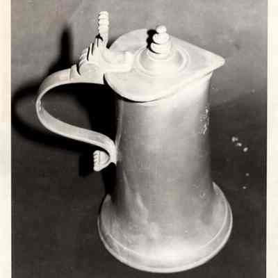 18th c. German Pewter Flagon - Pitcher with Heart Shaped Lid