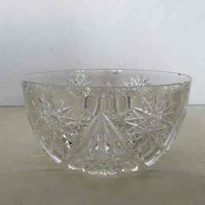 Clear Cut Glass Bowl with Star Pattern