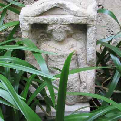 Roman Marble Funerary Pedestal with Male Angel