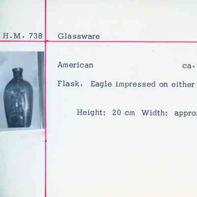 Green Pressed Glass Flask with Eagle