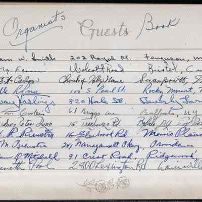 1947-1969 Guest Book, p(8) organists