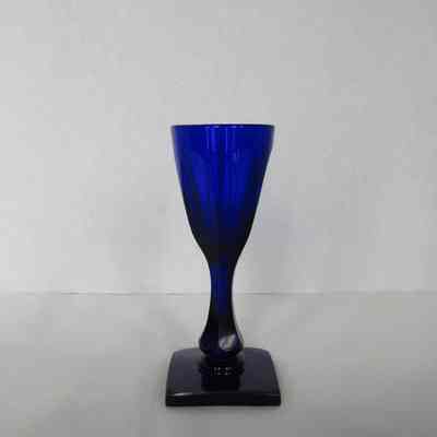 Blue Glass Goblet with Square Base