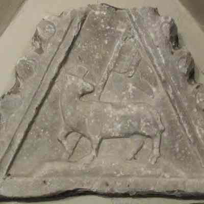 Lamb of God (Agnus Dei) & Cross Staff Triangular Relief