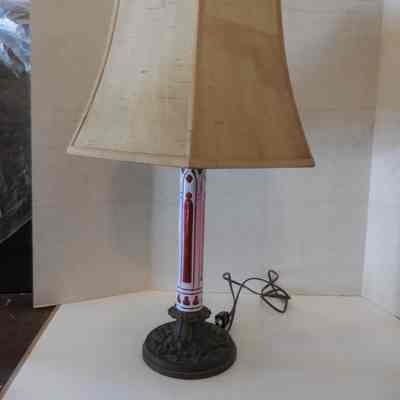 Gothic-style Red and White Glass Lamp