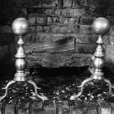Brass Andirons with Globe Tops