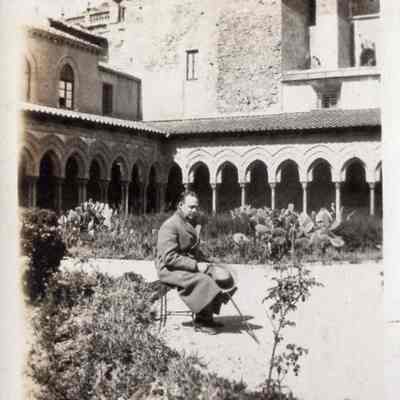 1927 Vacation album, p(24d) JHH Jr in cloister