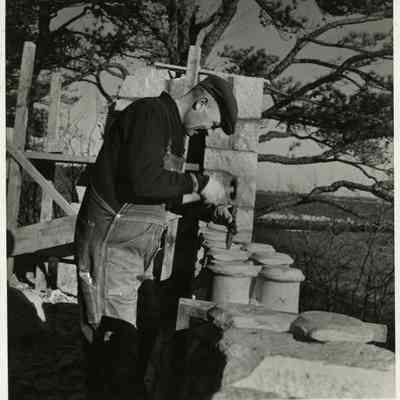 workman on Lookout Hill tower