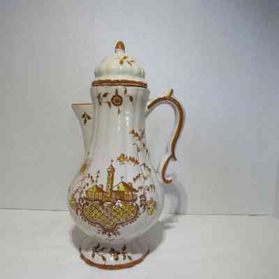 Yellow & Brown Italian Coffee Set - coffee pot with lid