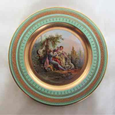 Austrian Plate with Hand Painted Scene - Happy Hour Spent by Lovers