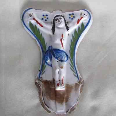 Ceramic Crucifix Holy Water Holder