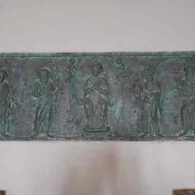 14th c. Italian Bronze Relief of Madonna with Apostles