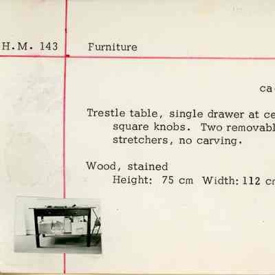 Trestle Table with Drawer and Plank Stretcher