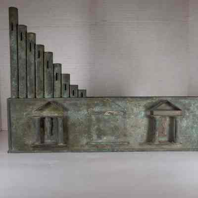 Bronze Architectural Box with Columns & Pipes