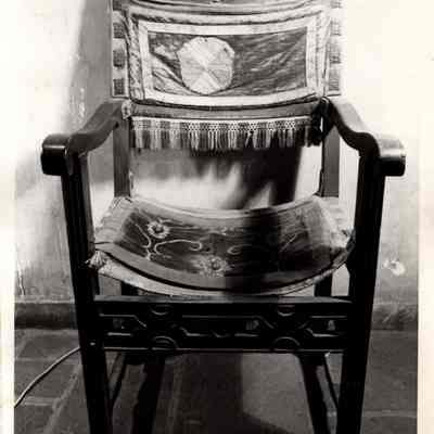 Wood Chair with Sling Seat And Back of Embroidered Velvet