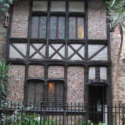 15th c. Amiens Facades of Lower Butcher Shop & Upper Tavern