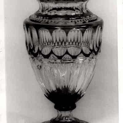 Austrian Clear Glass Urn/Vase w Red Details