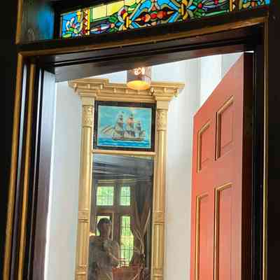 ca. 1820 Sheraton Style Mirror with Clipper Ship Painting