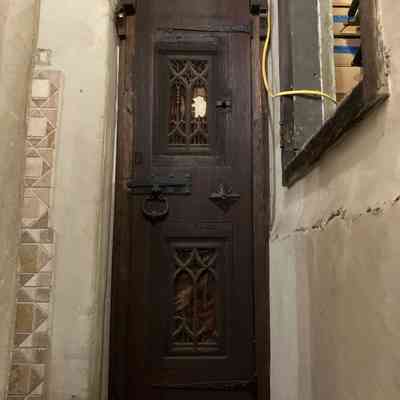 15th c. Rounded Top Door with 2 Tracery Panels