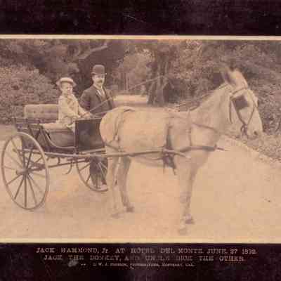 1892 JHHJr & Uncle Dick in donkey cart, Monteray, CA