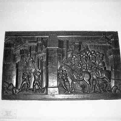 15thc Spanish Carved Wooden Relief of Soldiers