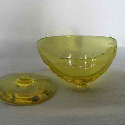 Boat Shaped Uranium Glass Salt Cellar