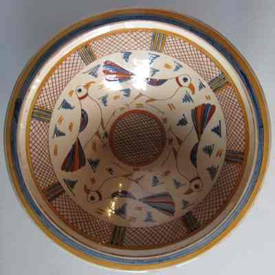 Italian Pottery Bowl with Blue-brown Bird Design