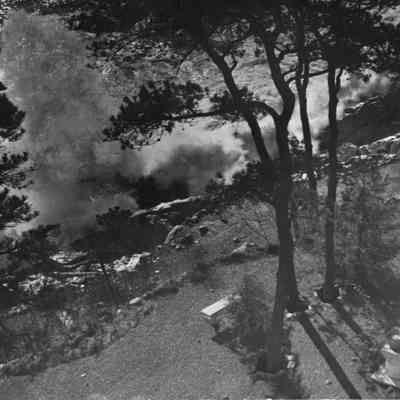 1960-1970s ca, surf crashing on lawn