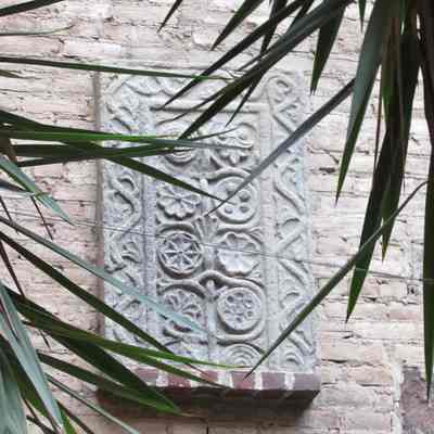 Carved Stone Floral Panel