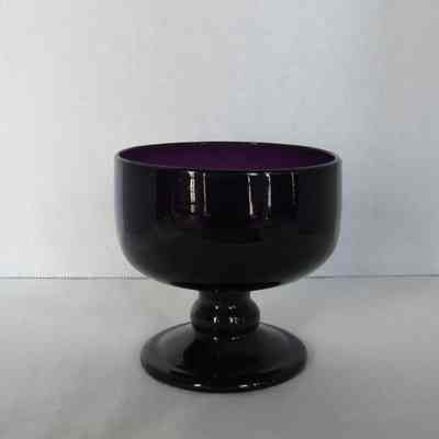 Purple Glass Bowl on Pedestal