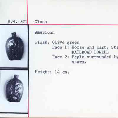 Green Glass Flask Stamped Railroad Lowell & Eagle