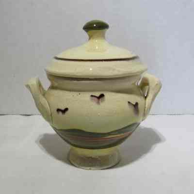 Czechoslovakian Demi-tasse Sugar Bowl with Farm Scene
