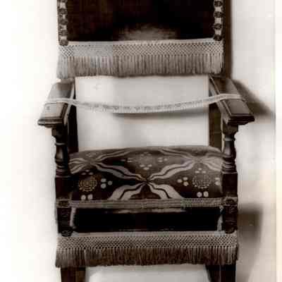 Armchair Upholstered with Genoese Velvet with Gold Embroidery