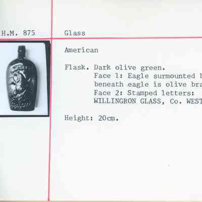 Green Glass Flask with Liberty Eagle & Willington Glass Co